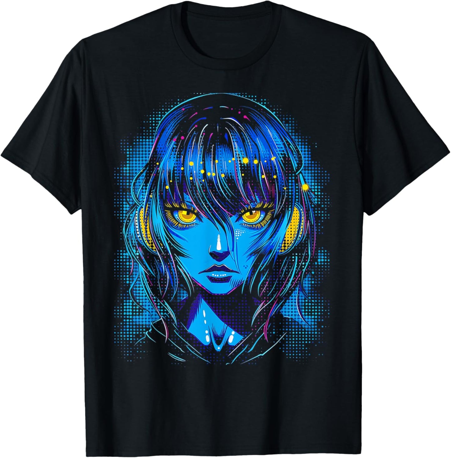 Anime Manga Motif Blue-Eyes Art Anime T-Shirt - T-Shirt | Black