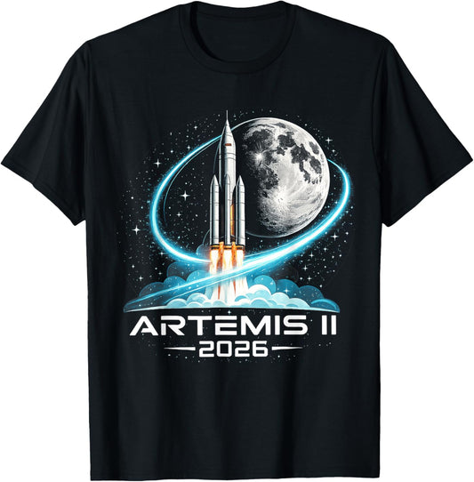 Artemis II Launch to The Moon 2026 T-Shirt - T-Shirt | Black