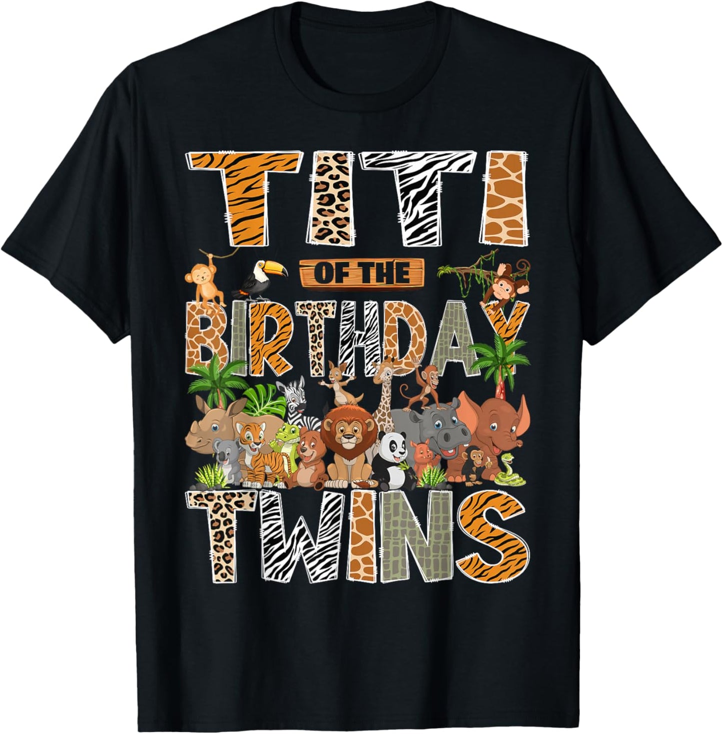 Titi of The Birthday Twins Safari Wild One Zoo Animal T-Shirt - T-Shirt | Black