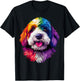 Colorful Bernedoodle Face Cute Dog Lover Men Women Black T-Shirt - T-Shirt | Black