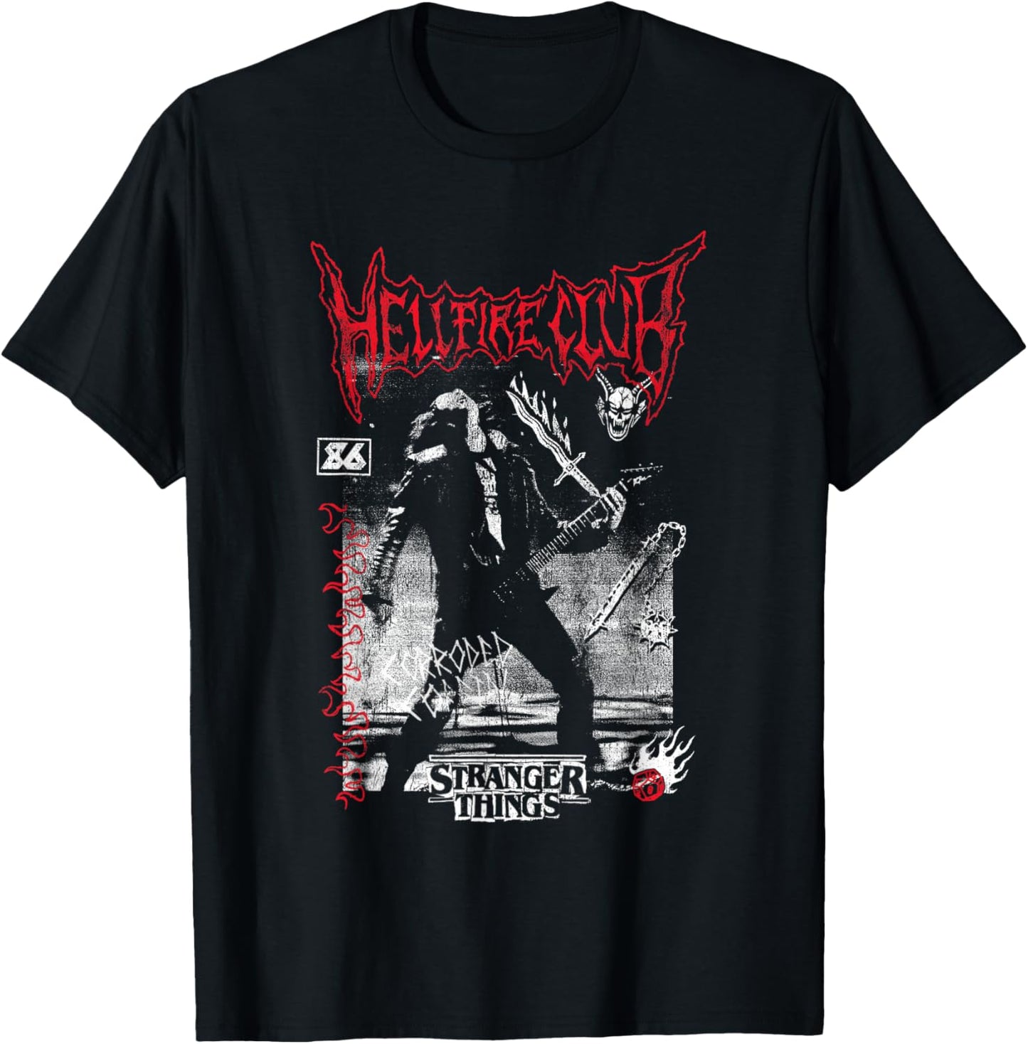Stranger Things Eddie Hellfire Officially Licensed T-Shirt - T-Shirt | Black