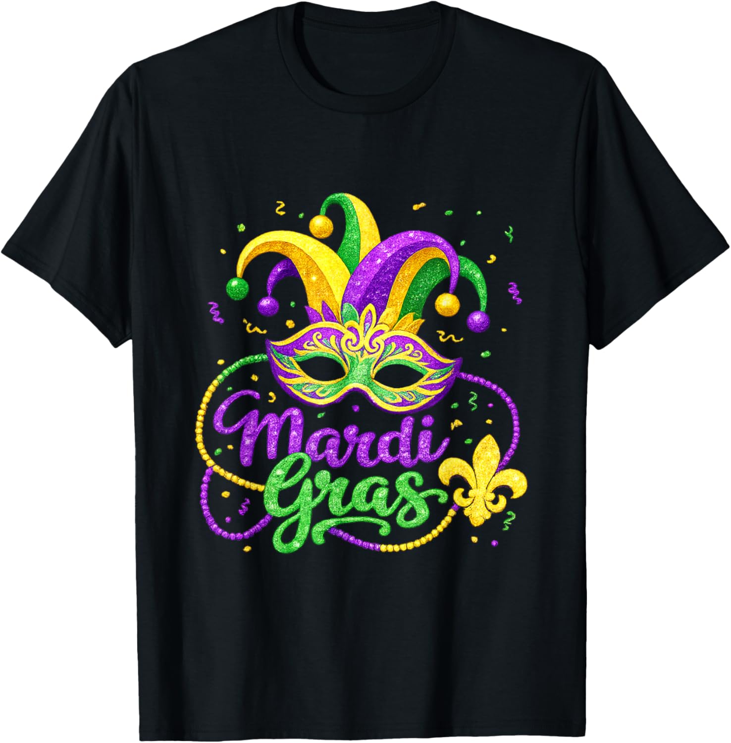 Funny Carnival Party Mask Costume Mardi Gras T-Shirt - T-Shirt | Black