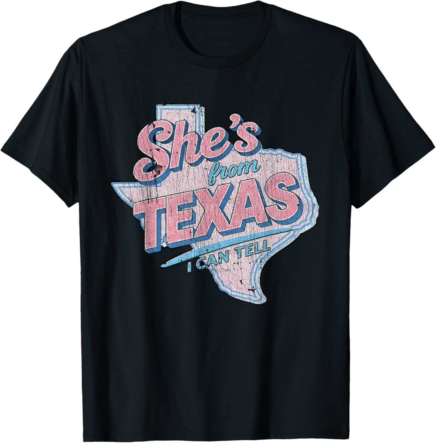 Retro She's from Texas I Can Tell Vintage Y2K Southern Girl T-Shirt - T-Shirt | Black