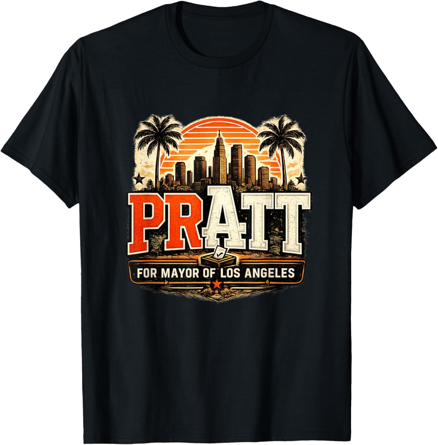 Pratt for Mayor Los Angeles 2026 Mayor Campaign Celebrity T-Shirt - T-Shirt | Black