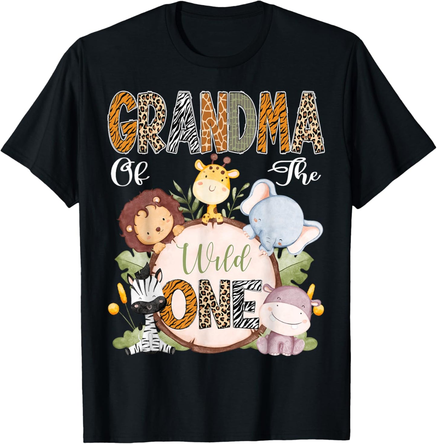 Grandma Of The Wild One 1St Birthday Safari Woodland T-Shirt - T-Shirt | Black