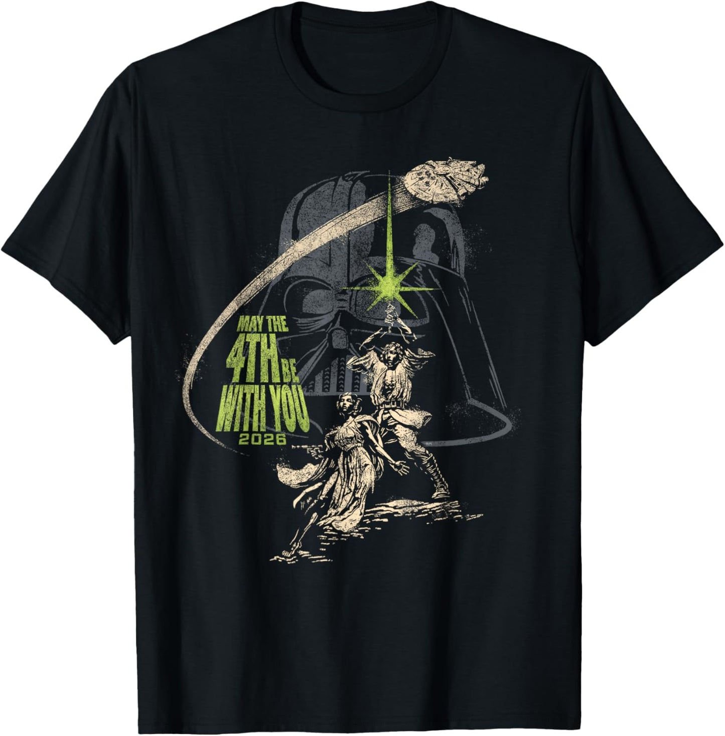 Star Wars May The 4th Be with You 2026 Vintage Distressed T-Shirt - T-Shirt | Black