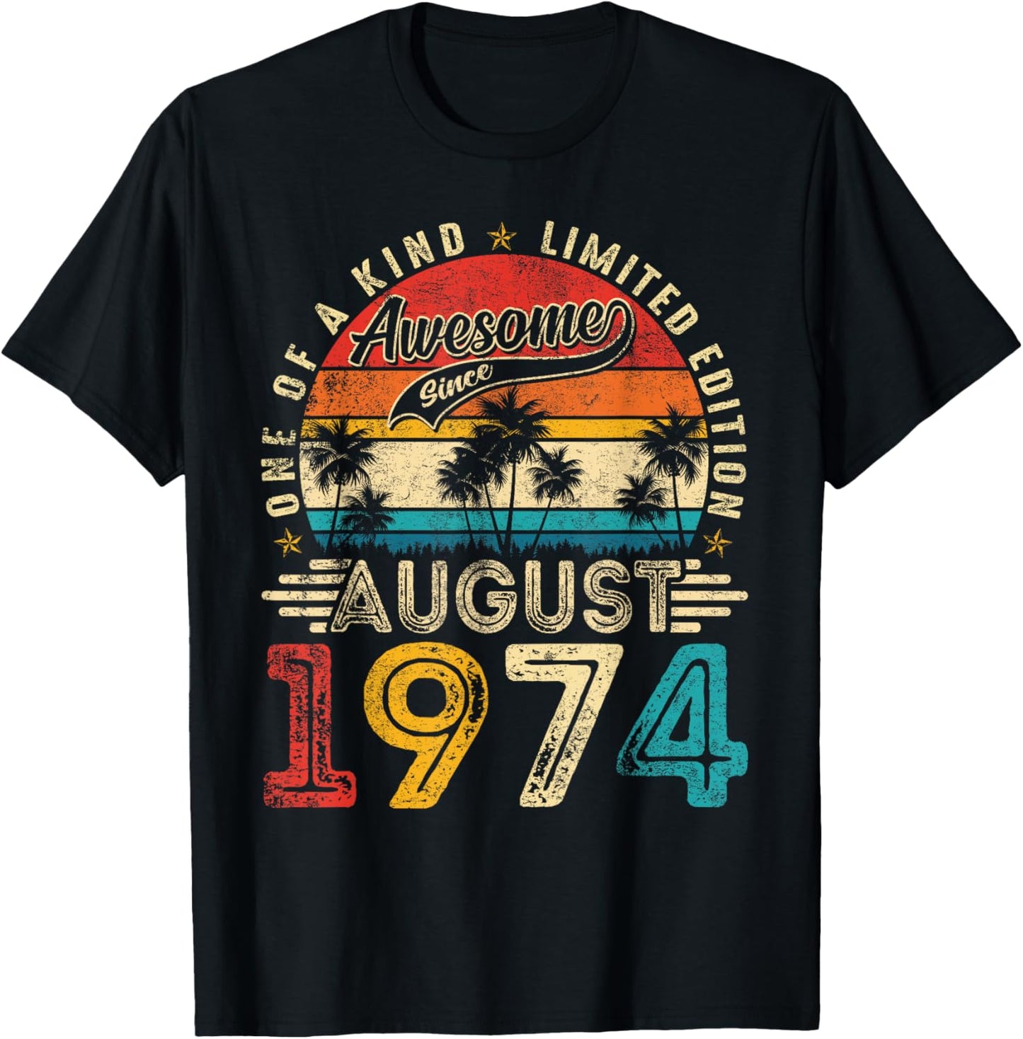 Awesome Since August 1974 Vintage Retro 50th Birthday Men T-Shirt - T-Shirt | Black