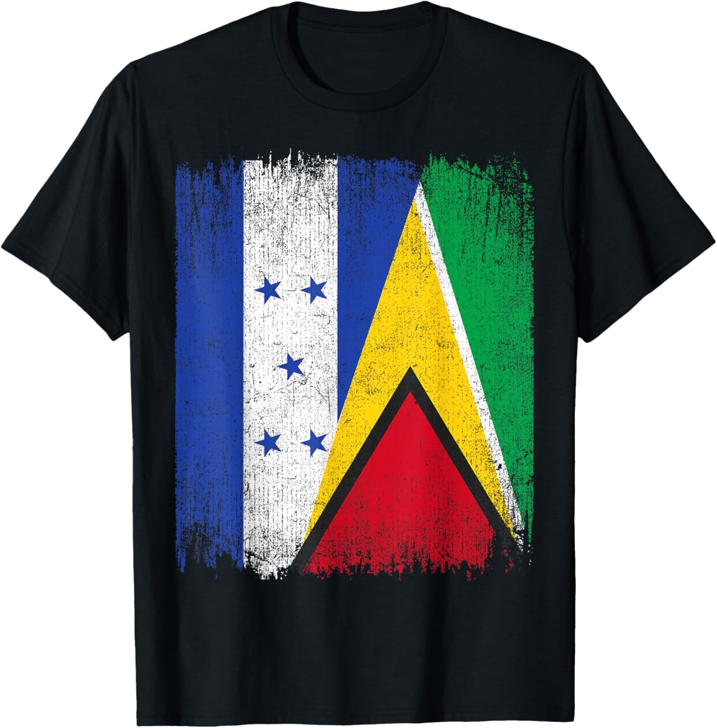 Half Honduras Guyana Split Flag Honduran Pride Roots T-Shirt - T-Shirt | Black
