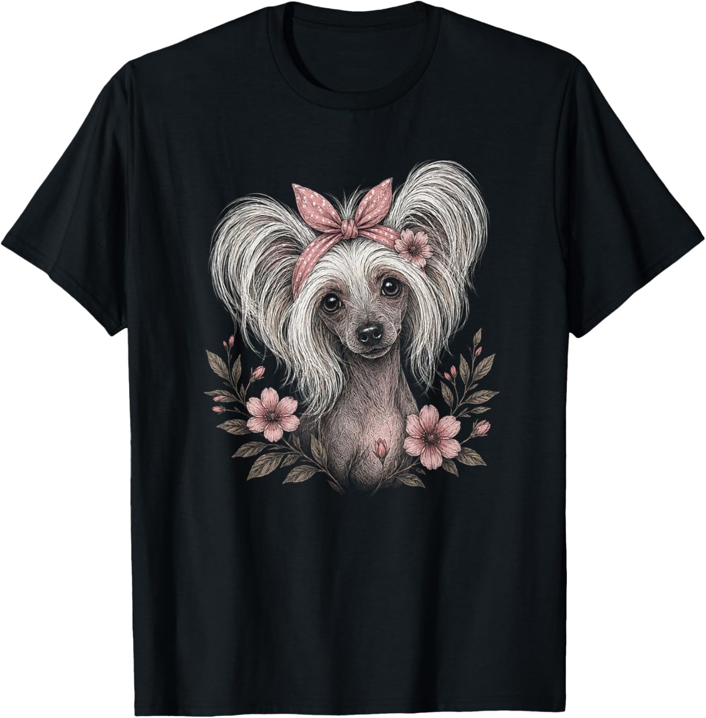 Chinese Crested Dog Artwork Design for Girls T-Shirt - T-Shirt | Black