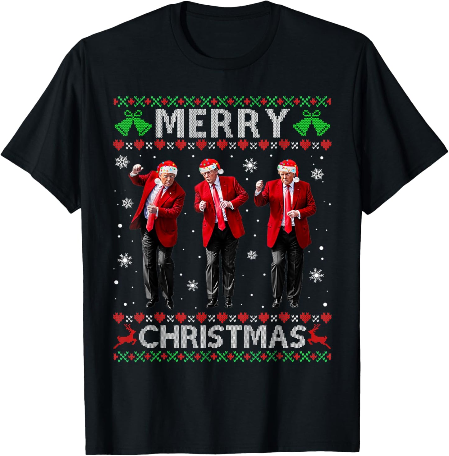 Funny Trump Dance Merry Christmas Ugly Xmas Sweater Pajamas T-Shirt - T-Shirt | Black