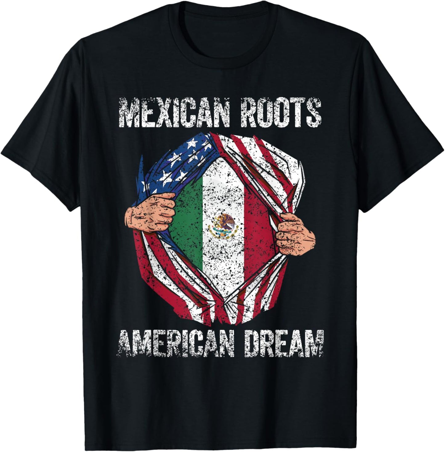 Mexican Roots American Dream Us Usa Mexico Mexican American T-Shirt - T-Shirt | Black