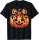 Sparkly Pumpkin Leopard Coquette Bow Pumpkin Girls T-Shirt - T-Shirt | Black