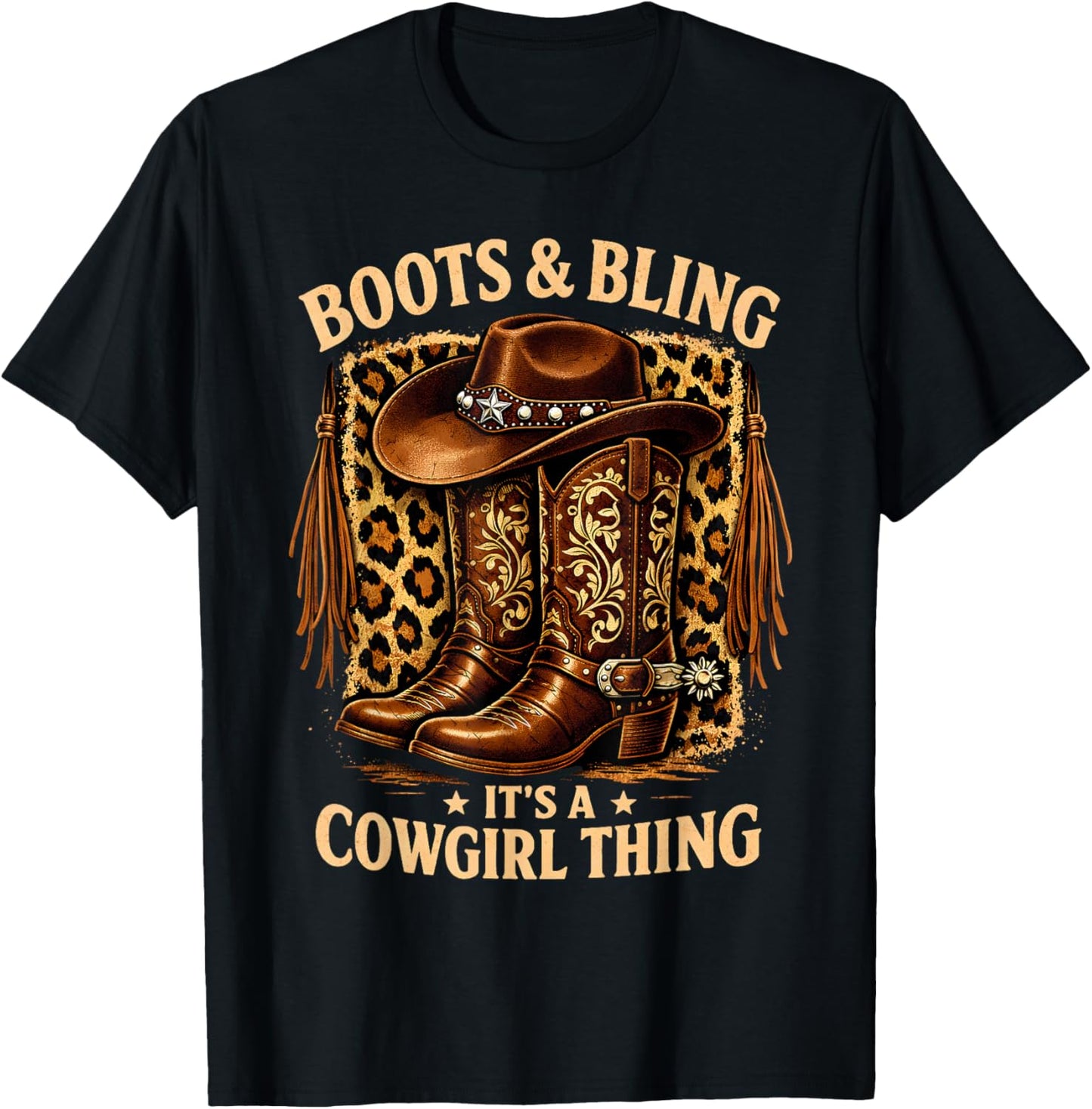 Boots and Bling its a Cowgirl Thing Rodeo Love Country Girls T-Shirt - T-Shirt | Black