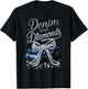 Denim and Diamonds Bow Western Cowgirl Ladies Girls Women T-Shirt - T-Shirt | Black