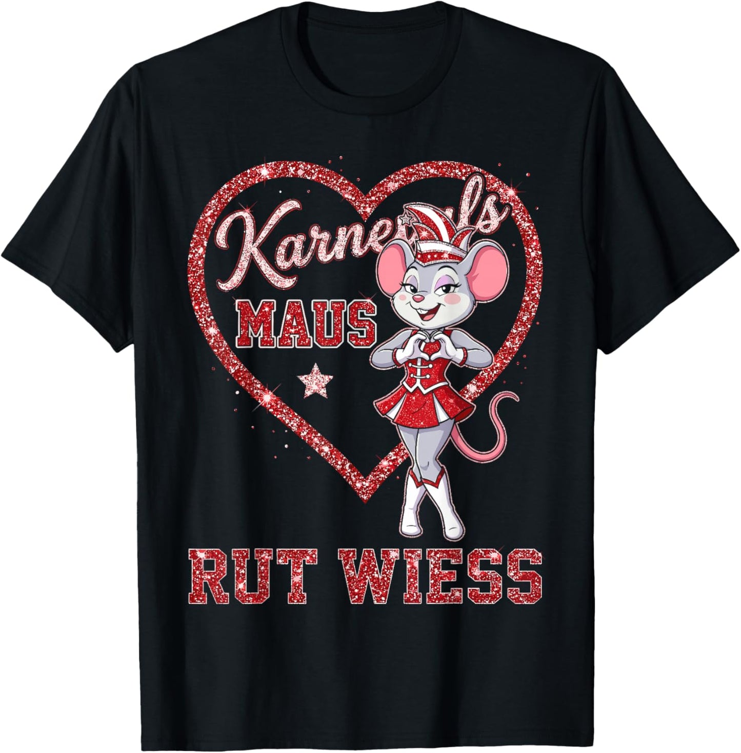 Carnival Mouse Rut Wess Heart Mouse Cologne Carnival T-Shirt - T-Shirt | Black