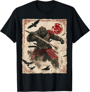 Bigfoot Sasquatch Samurai Graphic Japanese Warrior Anime T-Shirt - T-Shirt | Black