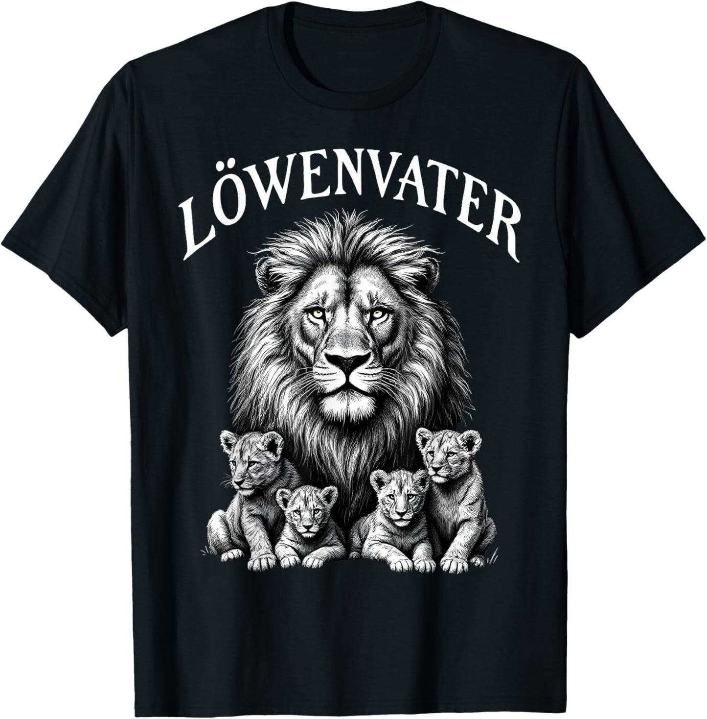 Papa von 4 Kindern Vierfacher Löwen Papa Löwe Löwenvater T-Shirt - T-Shirt | Black