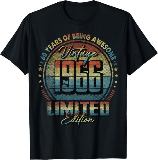Vintage 1966 Limited Edition Shirt 60 Year Old 60th Birthday T-Shirt - T-Shirt | Black