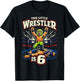 6th Wrestling Birthday Party This Little Wrestler is 6 T-Shirt - T-Shirt | Black