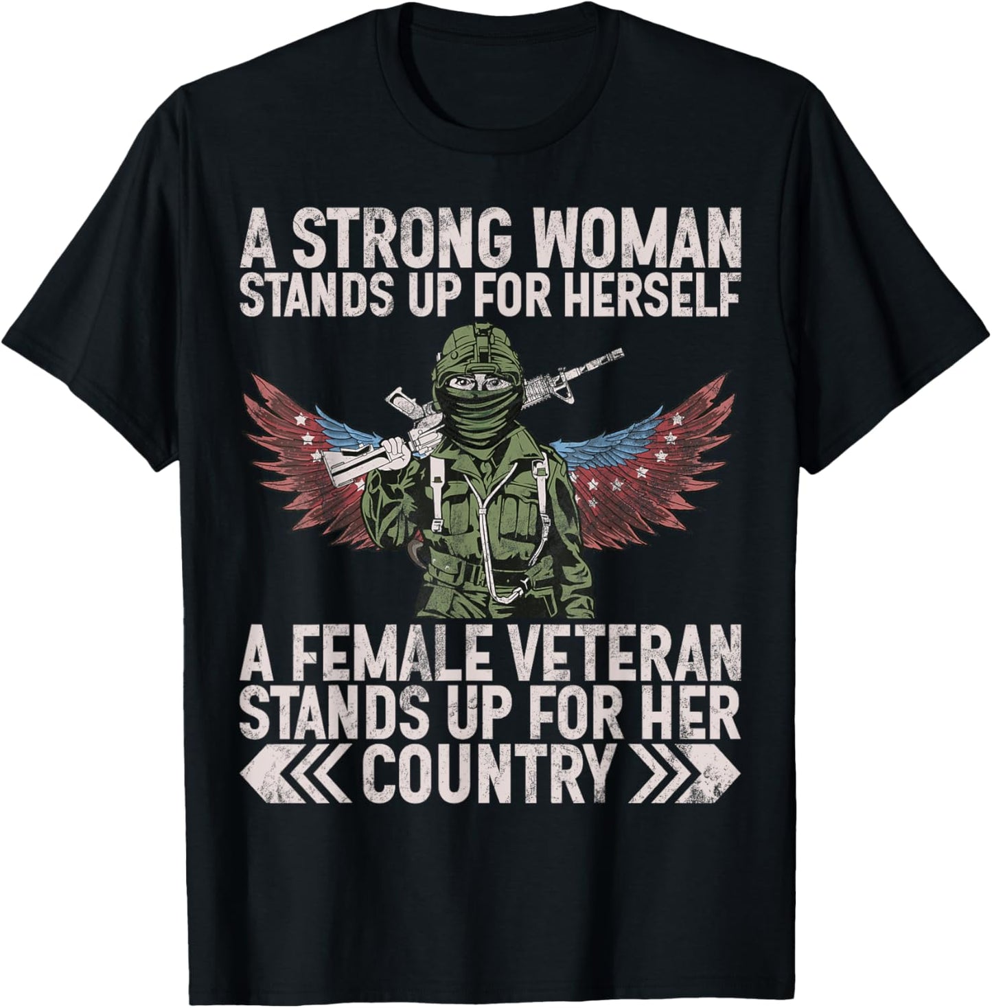 Female Veteran Veteran's Day Women Veteran Soldier Patriotic T-Shirt - T-Shirt | Black