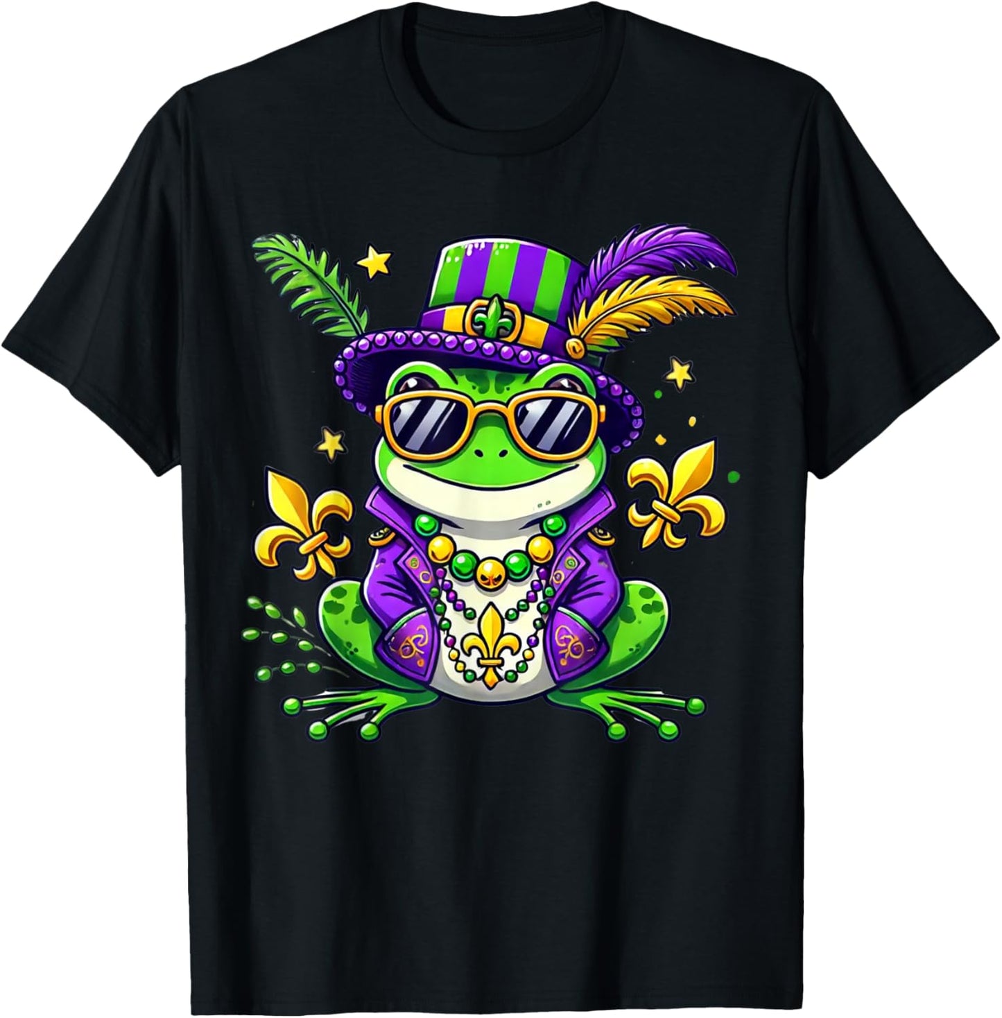 Funny Frog Mardi Gras Costume Men Women Kids Party T-Shirt - T-Shirt | Black