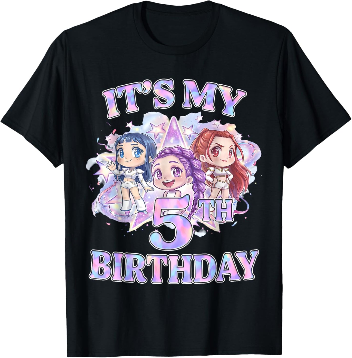 5 Years Old Birthday K pop Kids 5th Bday Girls K-pop T-Shirt - T-Shirt | Black