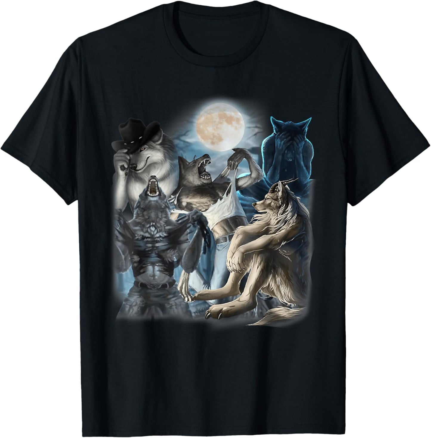 Edgy Wolf Wolves Howling Funny Oddly Specific Dank Meme T-Shirt - T-Shirt | Black