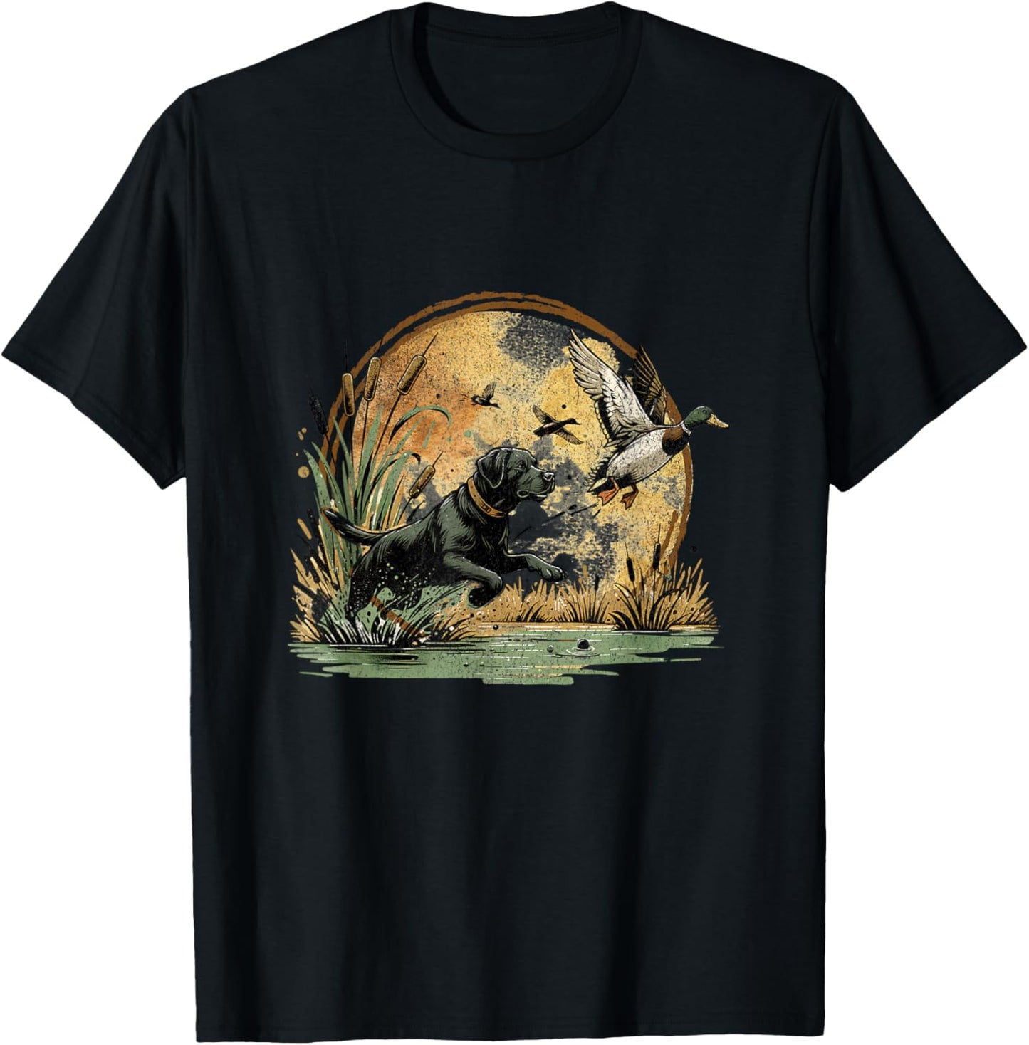 Black Lab Labrador Hunting Ducks Waterfowl T-Shirt - T-Shirt | Black