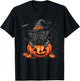 Black Pug Dog Pumpkin Halloween Thanksgiving Men Women Dog T-Shirt - T-Shirt | Black