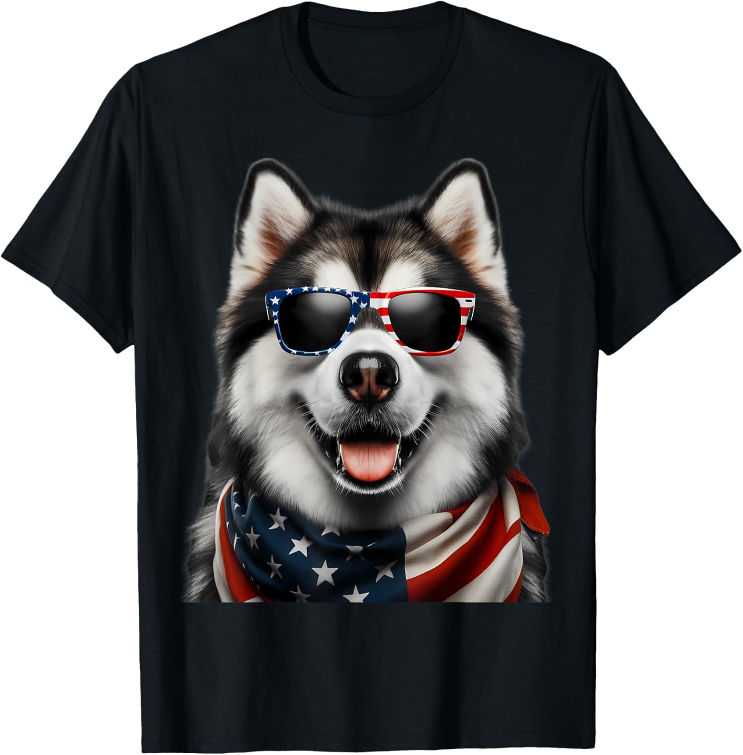 Alaskan Malamute Dog 4th Of July American Incependence Day Women Kids T-Shirt - T-Shirt | Black