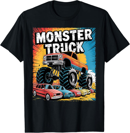 Monster Truck Crushing Cars Apparel for Monster Truck Lovers T-Shirt - T-Shirt | Black