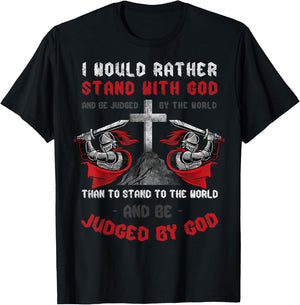 I'd Rather Stand Christian Faith Religious Jesus Cross T-Shirt - T-Shirt | Black