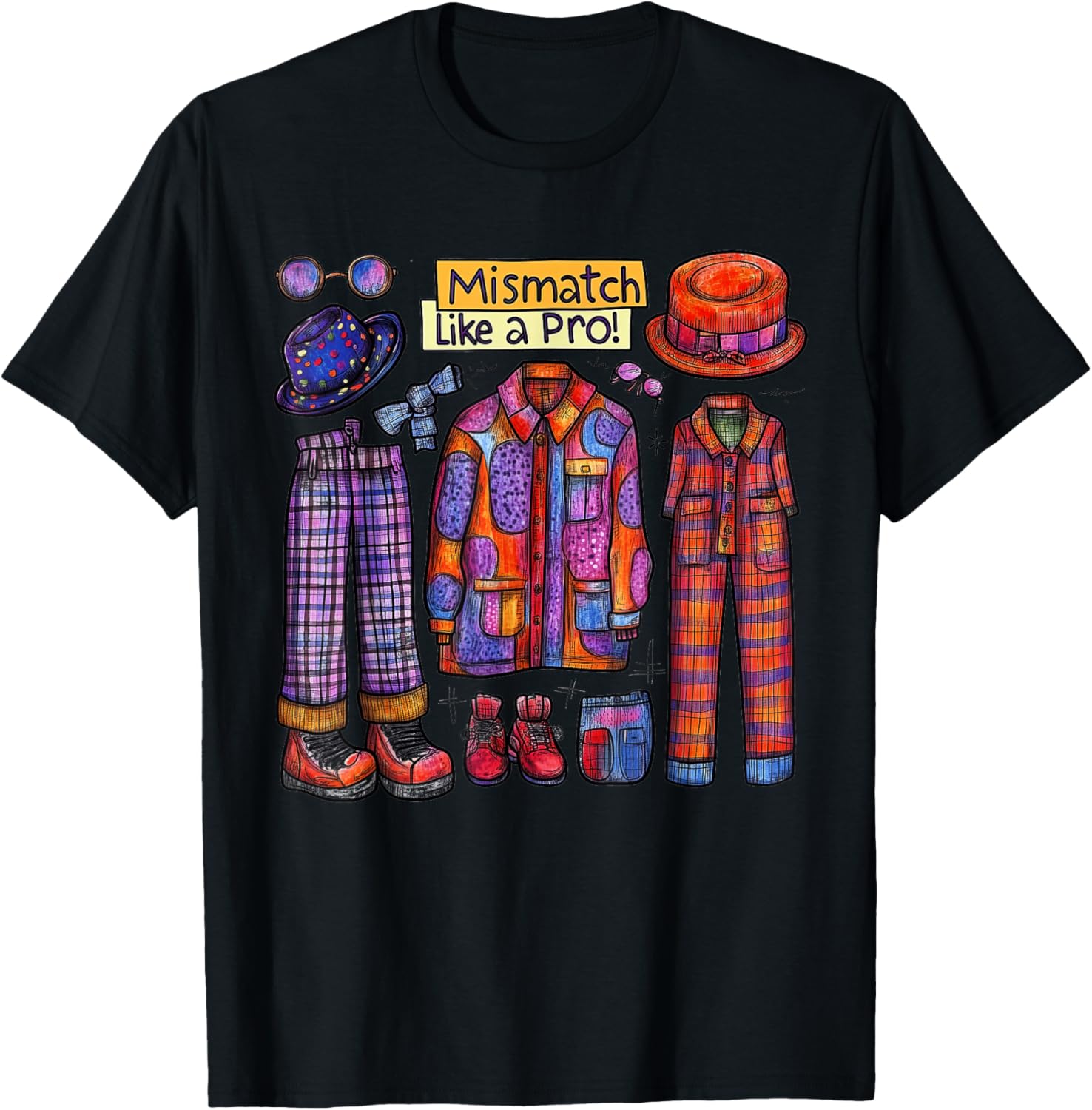 Mismatch Like a Pro Funny Spirit Week Crazy Outfit T-Shirt - T-Shirt | Black