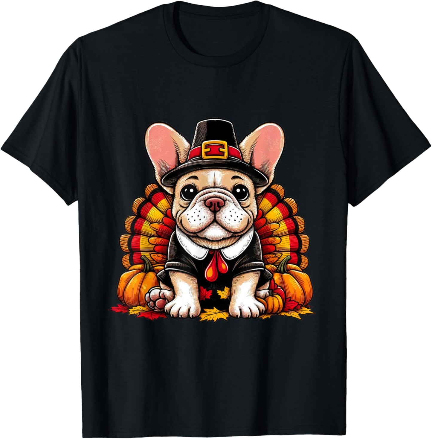 French Bulldog Thanksgiving Costume Dog Frenchie T-Shirt - T-Shirt | Black