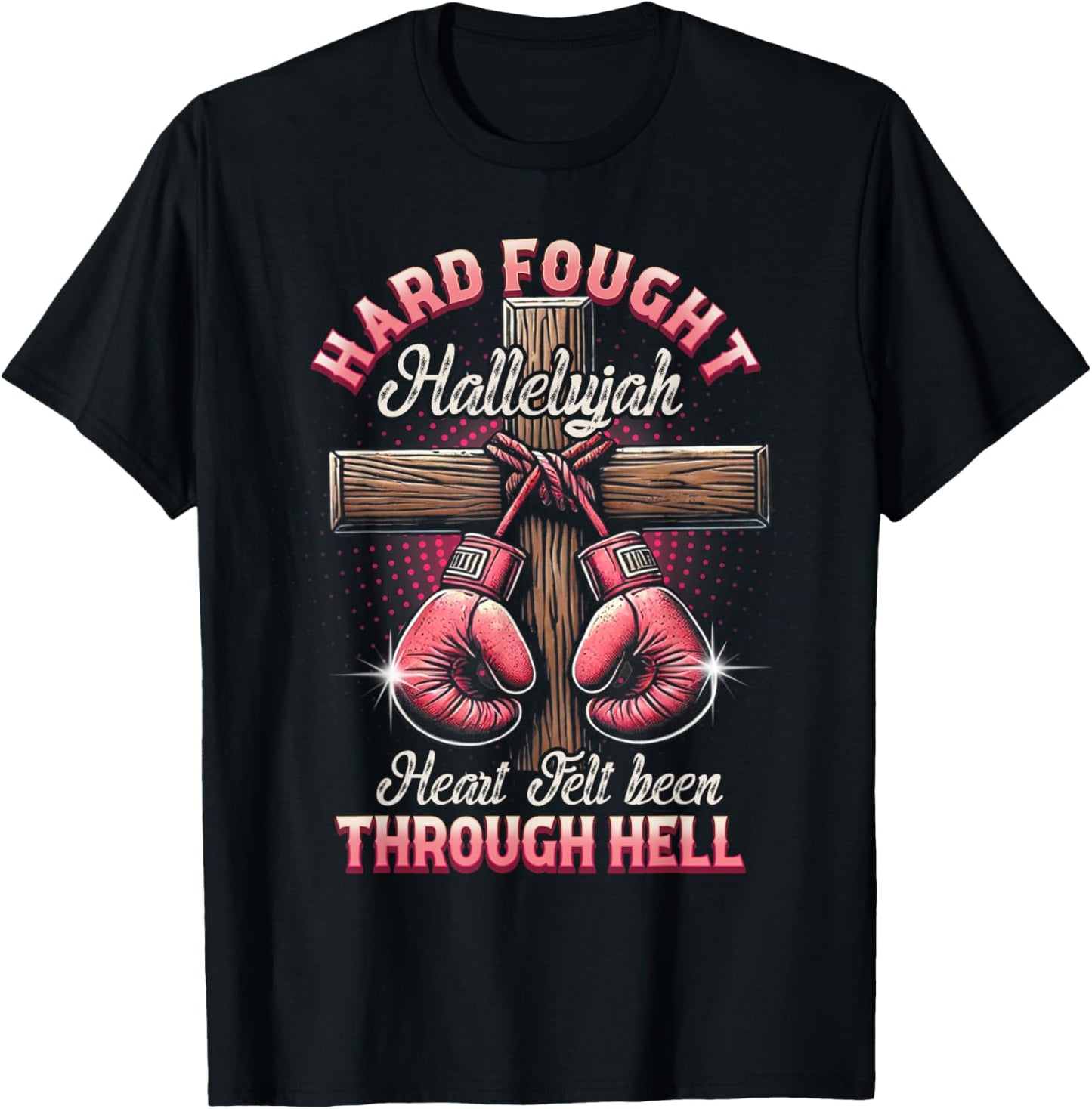 Hard Fought Heart Felt Bee Hallelujah Christian Boxing Faith T-Shirt - T-Shirt | Black
