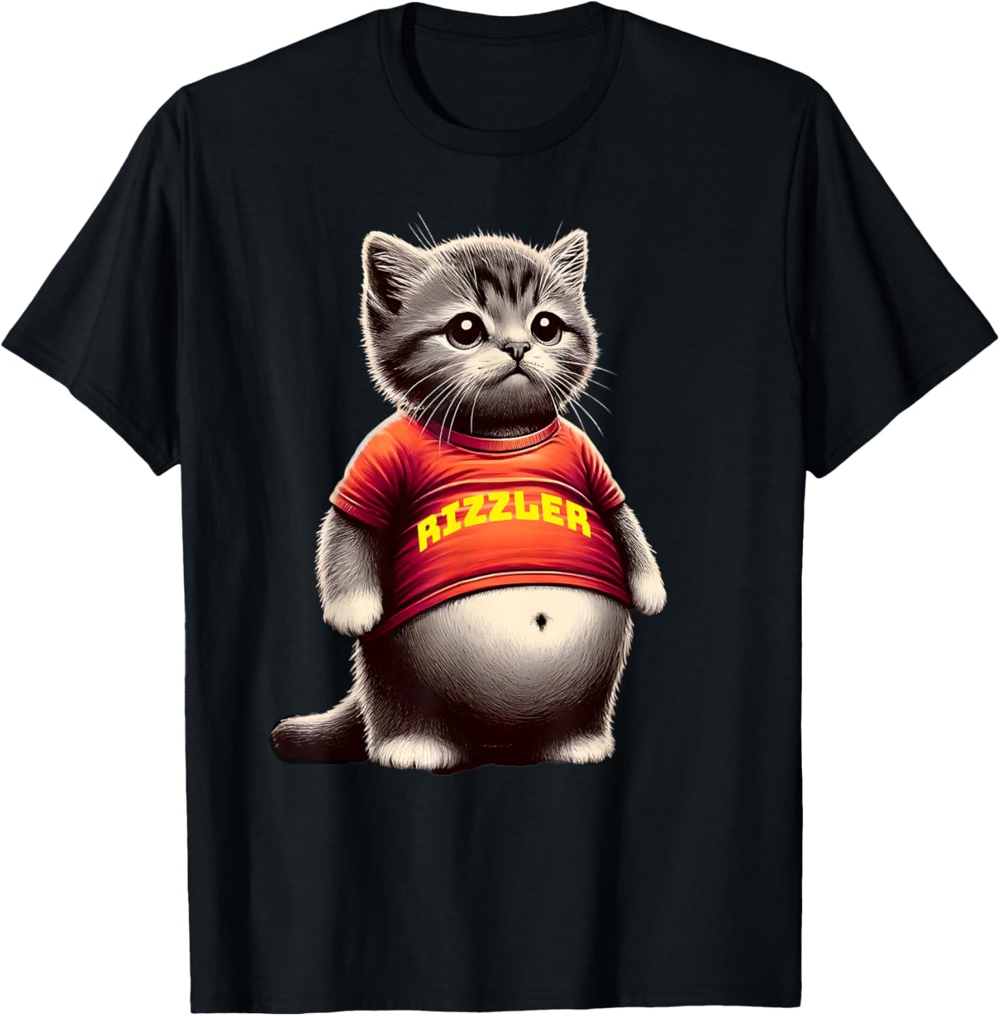 Rizzy Big Belly Rizz Fat Cat Art Dank Fat Kitten Rizzler Men Women Girls Kids T-Shirt - T-Shirt | Black