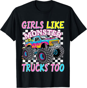 Girls Like Monster Trucks Too Monster Truck T-Shirt - T-Shirt | Black