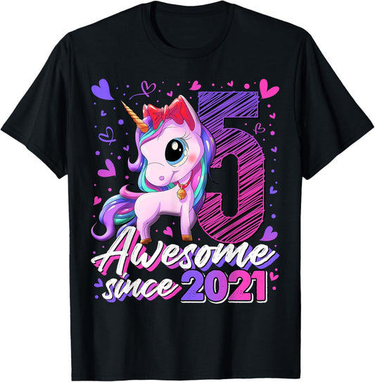 5th Birthday Shirt Girl 5 Year Old Gifts 5 Birthday Girl T-Shirt - T-Shirt | Black