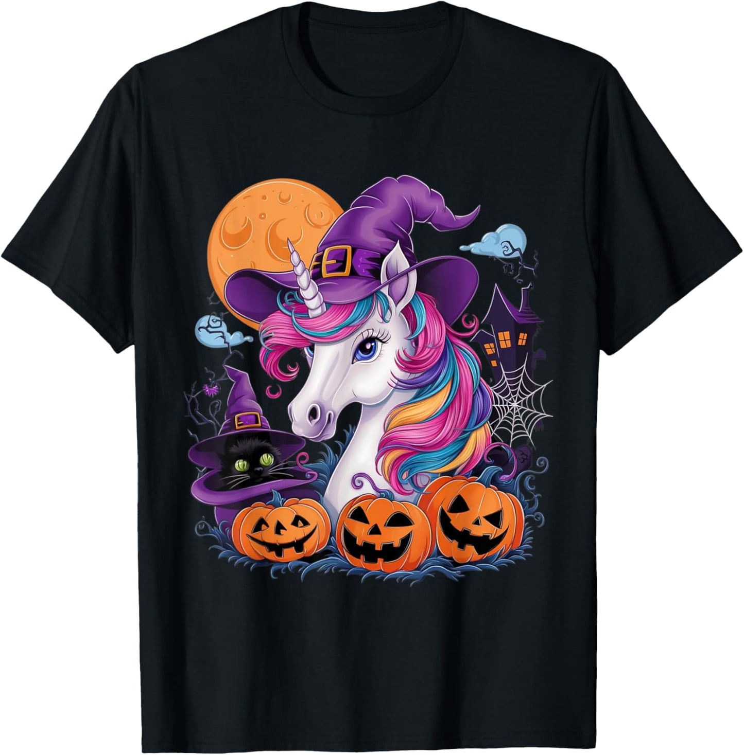 Unicorn Witch Halloween Unicorn T-Shirt - T-Shirt | Black
