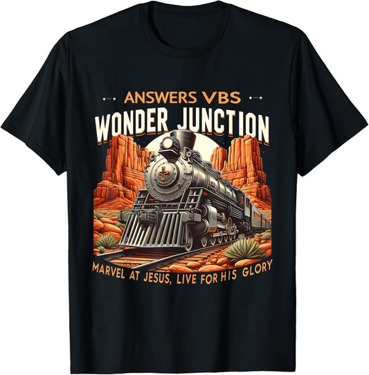 Vintage Answers VBS Wonder Junction Christian Train Theme T-Shirt - T-Shirt | Black