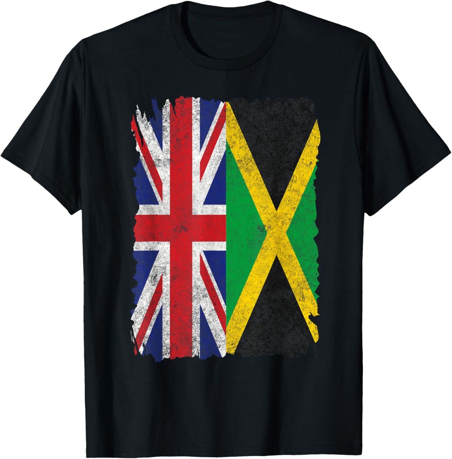 Half Britain And Jamaican British UK Jamaica Flag Men Women T-Shirt - T-Shirt | Black