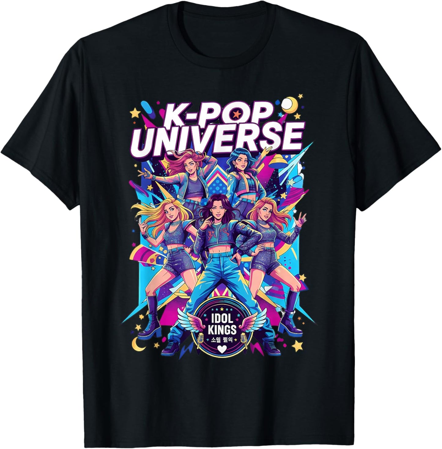 K-Pop Universe Idol Kings Vibrant Pop Dream T-Shirt - T-Shirt | Black