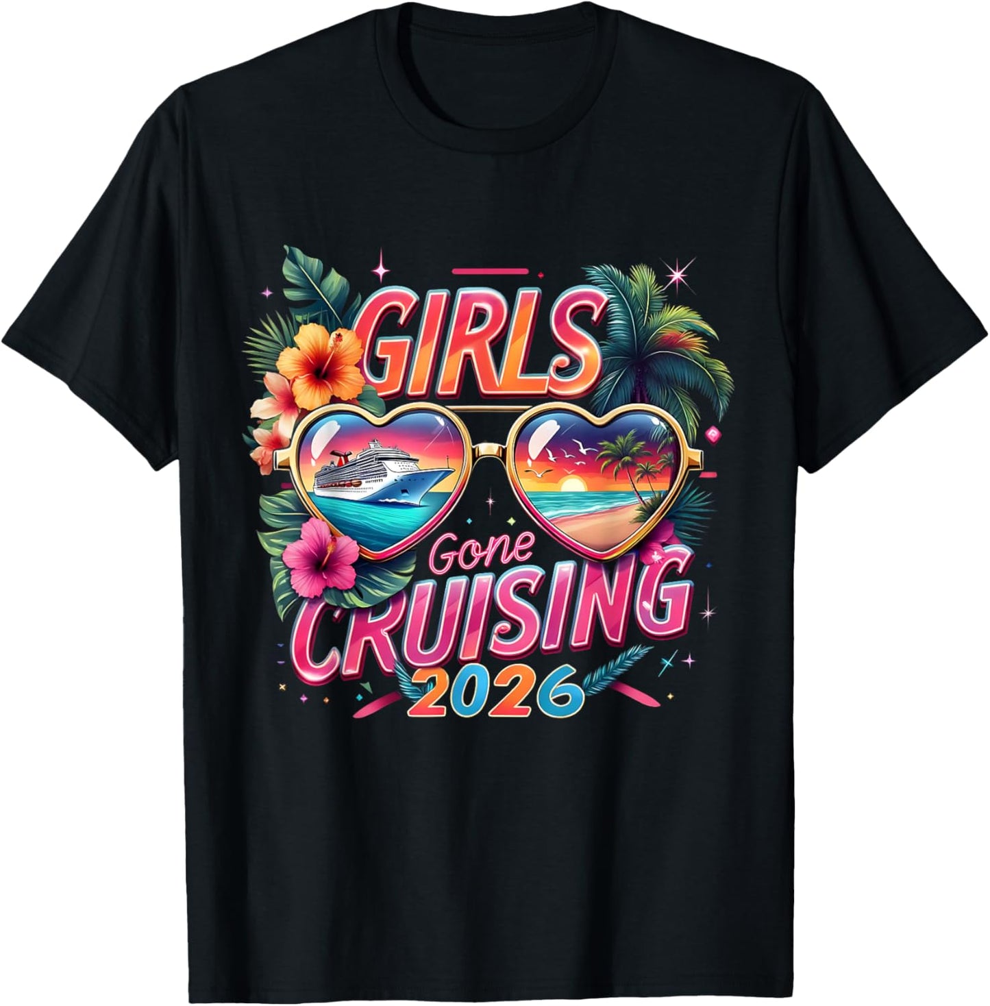 Girls Gone Cruising 2026 Tropical Trip T-Shirt - T-Shirt | Black