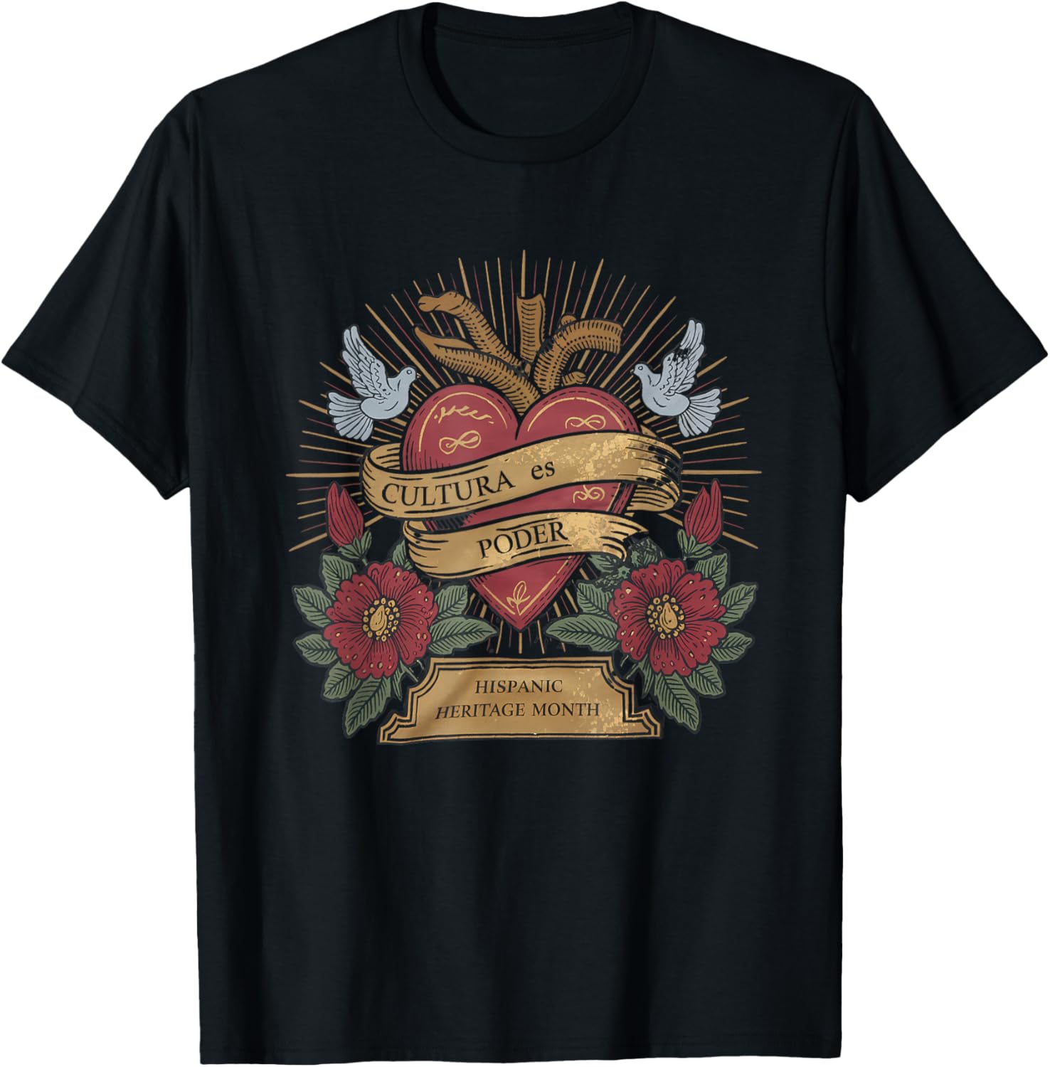 Cultura ES Poder Hispanic Heritage Latina Empowerment T-Shirt - T-Shirt | Black