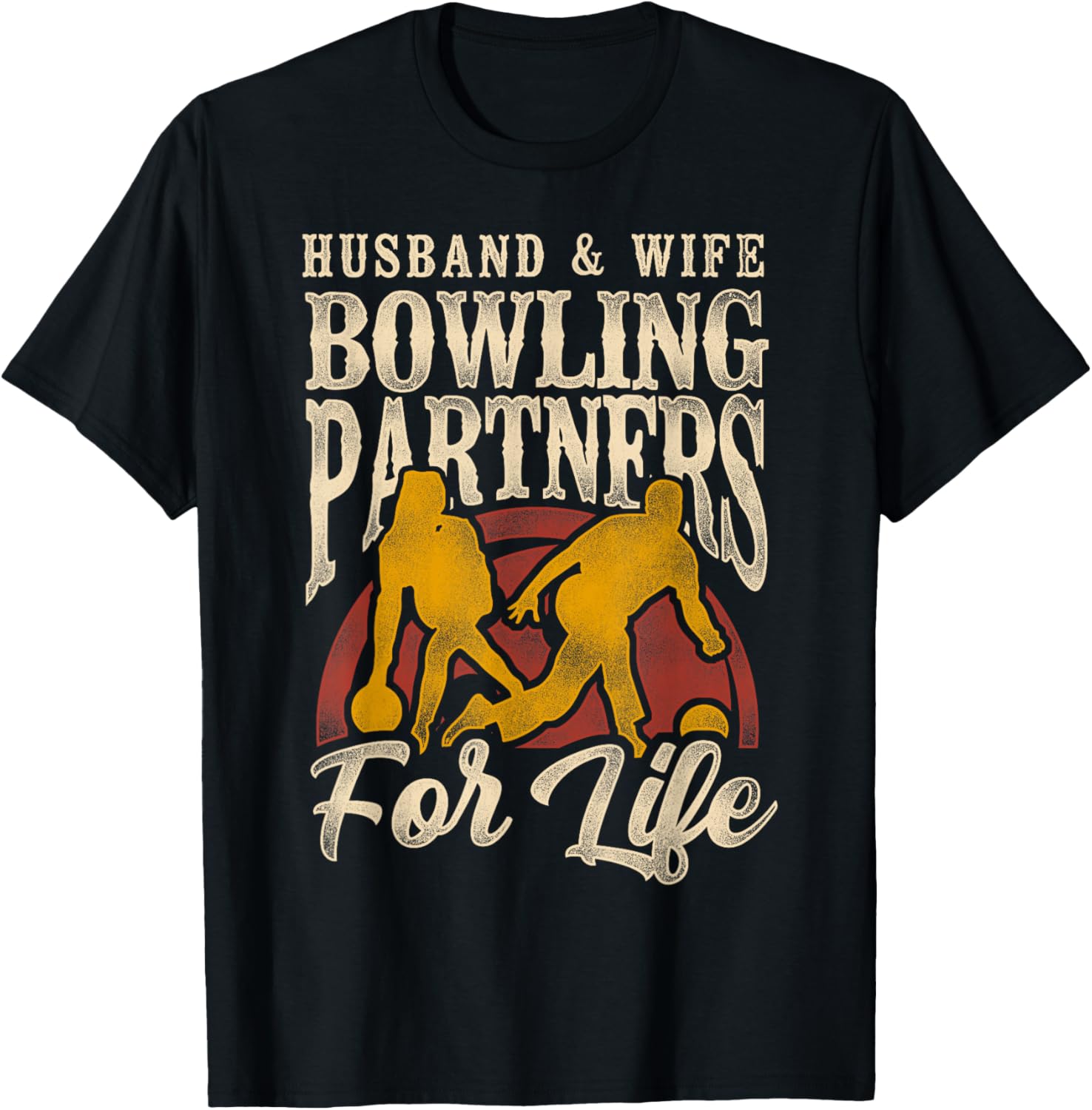 Funny Bowling Husband Wife Marriage Wedding Husband & Wife T-Shirt - T-Shirt | Black