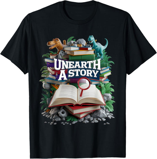 Unearth a Story (library reading) T-Shirt - T-Shirt | Black