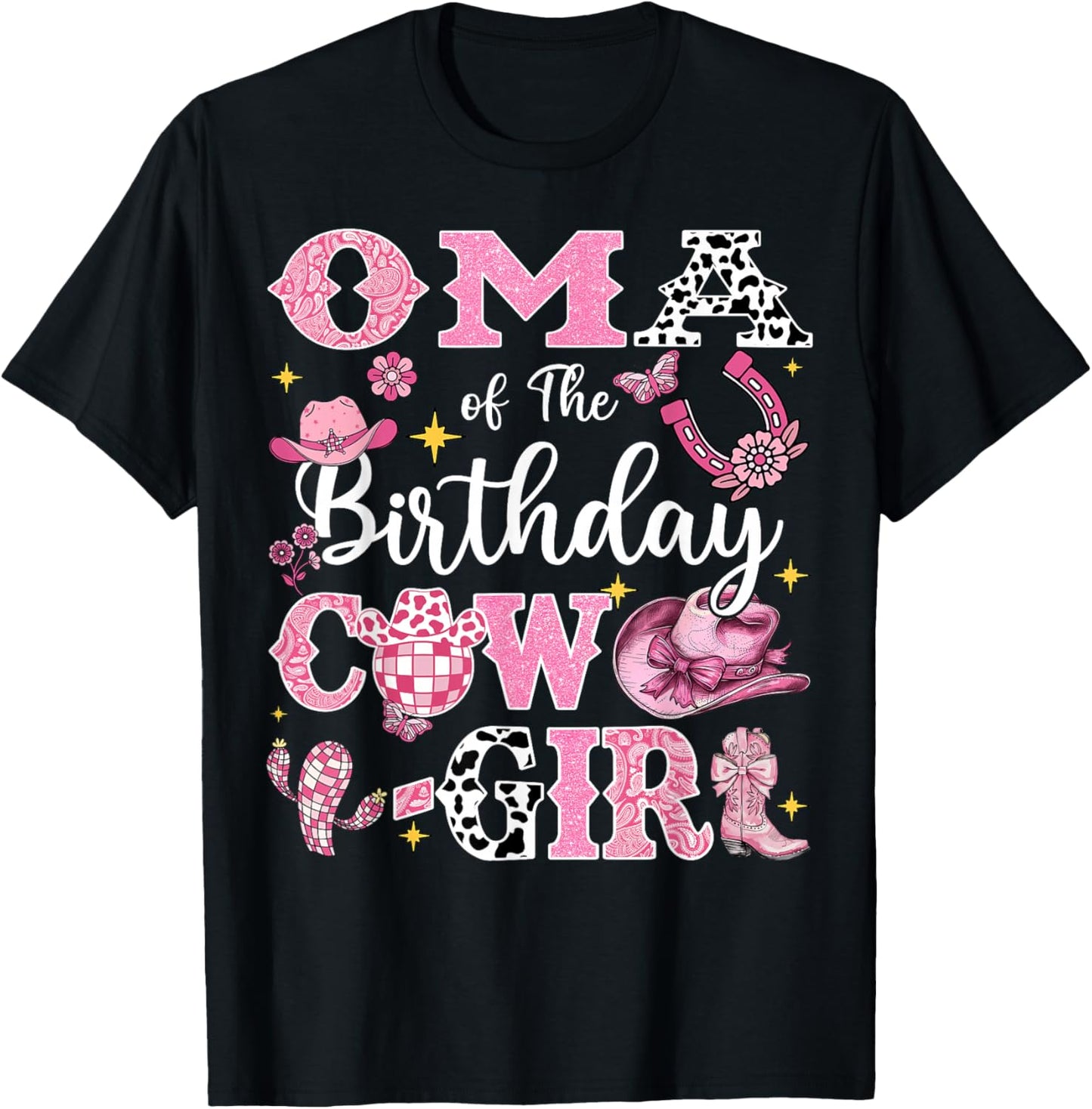 Oma Of The Birthday Cow-Girl Rodeo Oma Bday Party T-Shirt - T-Shirt | Black