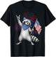 USA Flag Patriotic Raccoon Funny 4th of July Men Women Kids T-Shirt - T-Shirt | Black
