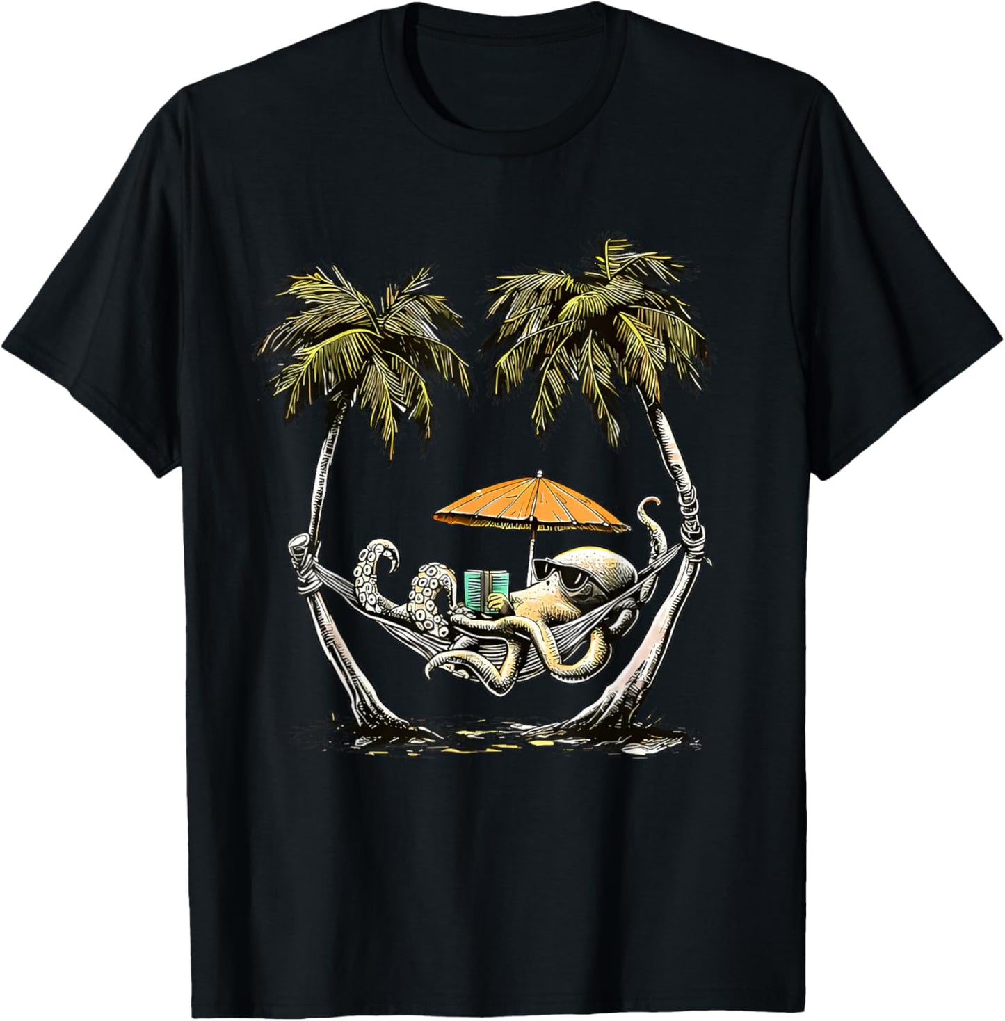 Tropical Octopus T-Shirt - T-Shirt | Black