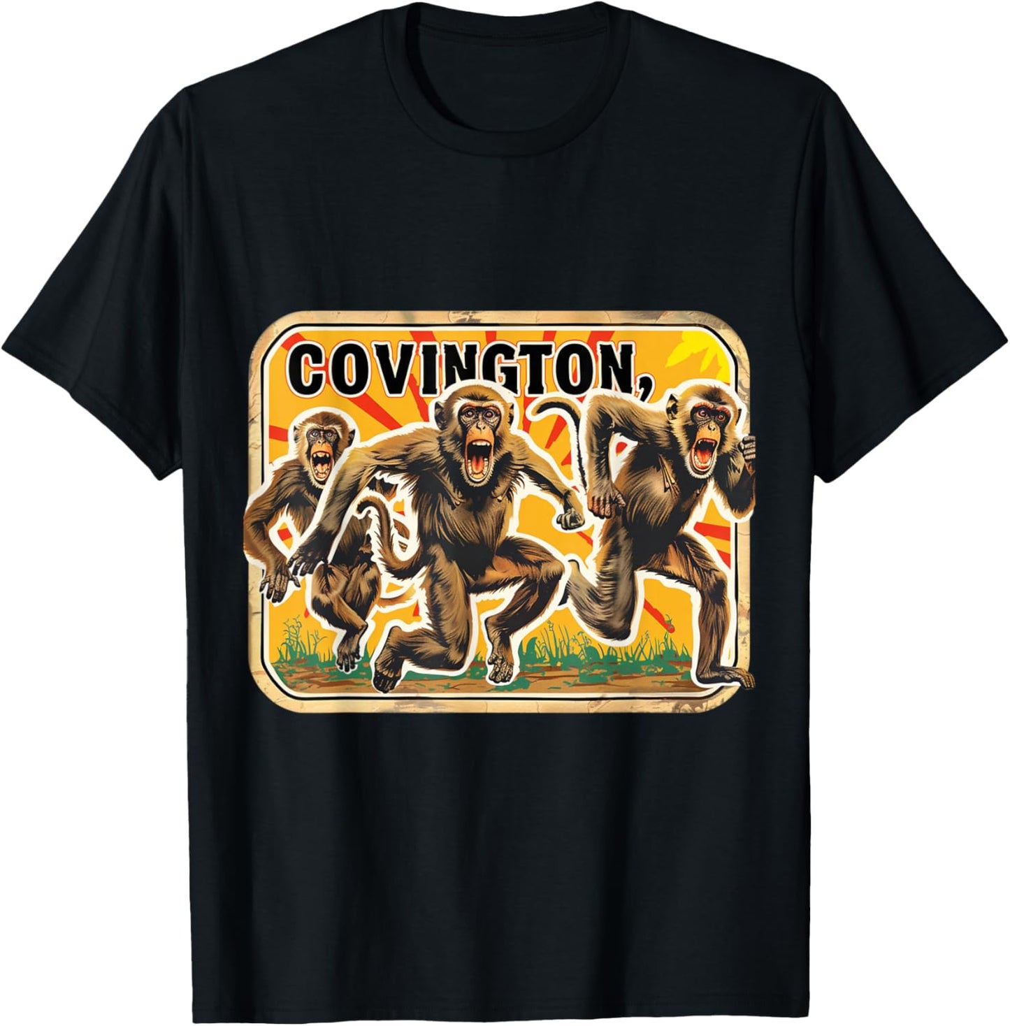 Covington Louisiana Primate Escape Rhesus Macaques Monkeys T-Shirt - T-Shirt | Black